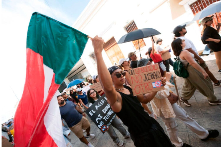 ¡Protestan en Yucatán!; marchan para exigir un alto a los lazos con Israel