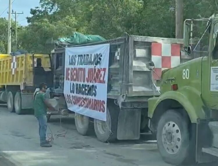 Volqueteros de Cancún exigen al hotel Haven dejar de contratar camiones ‘piratas’