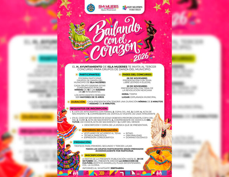 ¡A bailar!; invita Gobierno de Isla Mujeres al concurso Bailando con el Corazón 2026