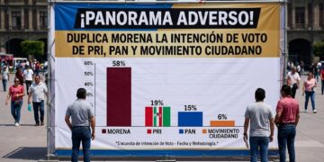 ¡Panorama adverso!; duplica Morena la intención de voto de PRI, PAN y Movimiento Ciudadano