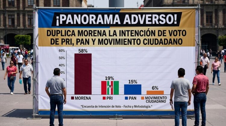 ¡Panorama adverso!; duplica Morena la intención de voto de PRI, PAN y Movimiento Ciudadano